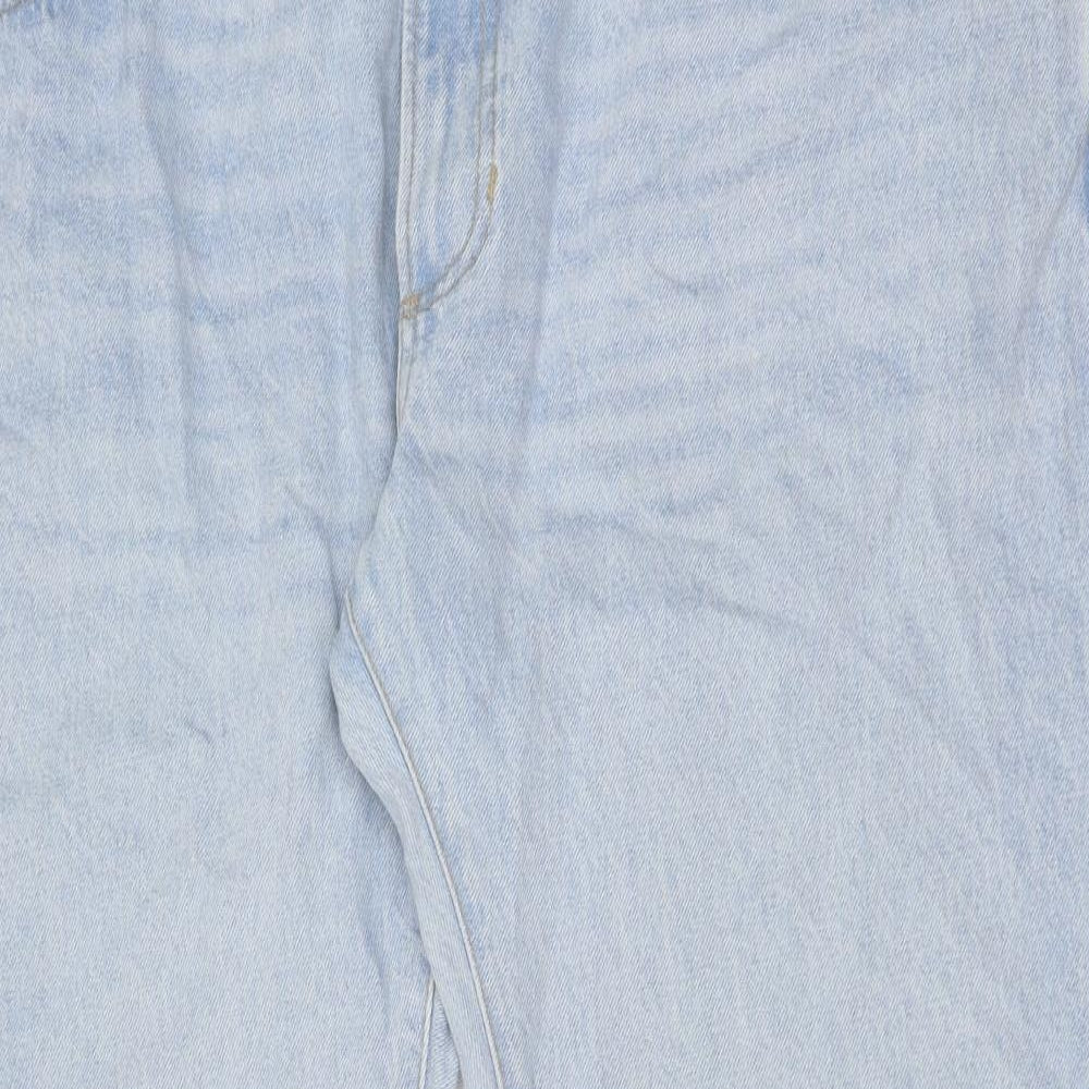 Marks and Spencer Womens Blue Cotton Straight Jeans Size 44 in L29 in Regular Button