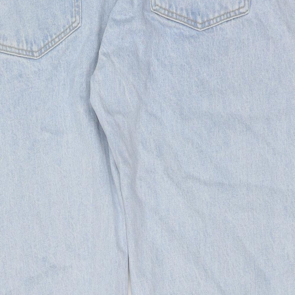 Marks and Spencer Womens Blue Cotton Straight Jeans Size 44 in L29 in Regular Button