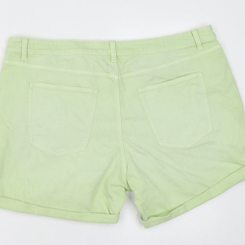 Marks and Spencer Womens Green Cotton Boyfriend Shorts Size 22 Regular Button