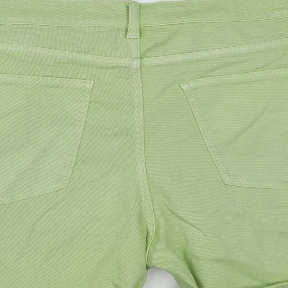 Marks and Spencer Womens Green Cotton Boyfriend Shorts Size 20 Regular Button