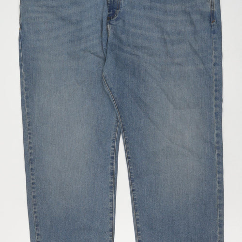 Marks and Spencer Womens Blue Cotton Straight Jeans Size 44 in L29 in Regular Button