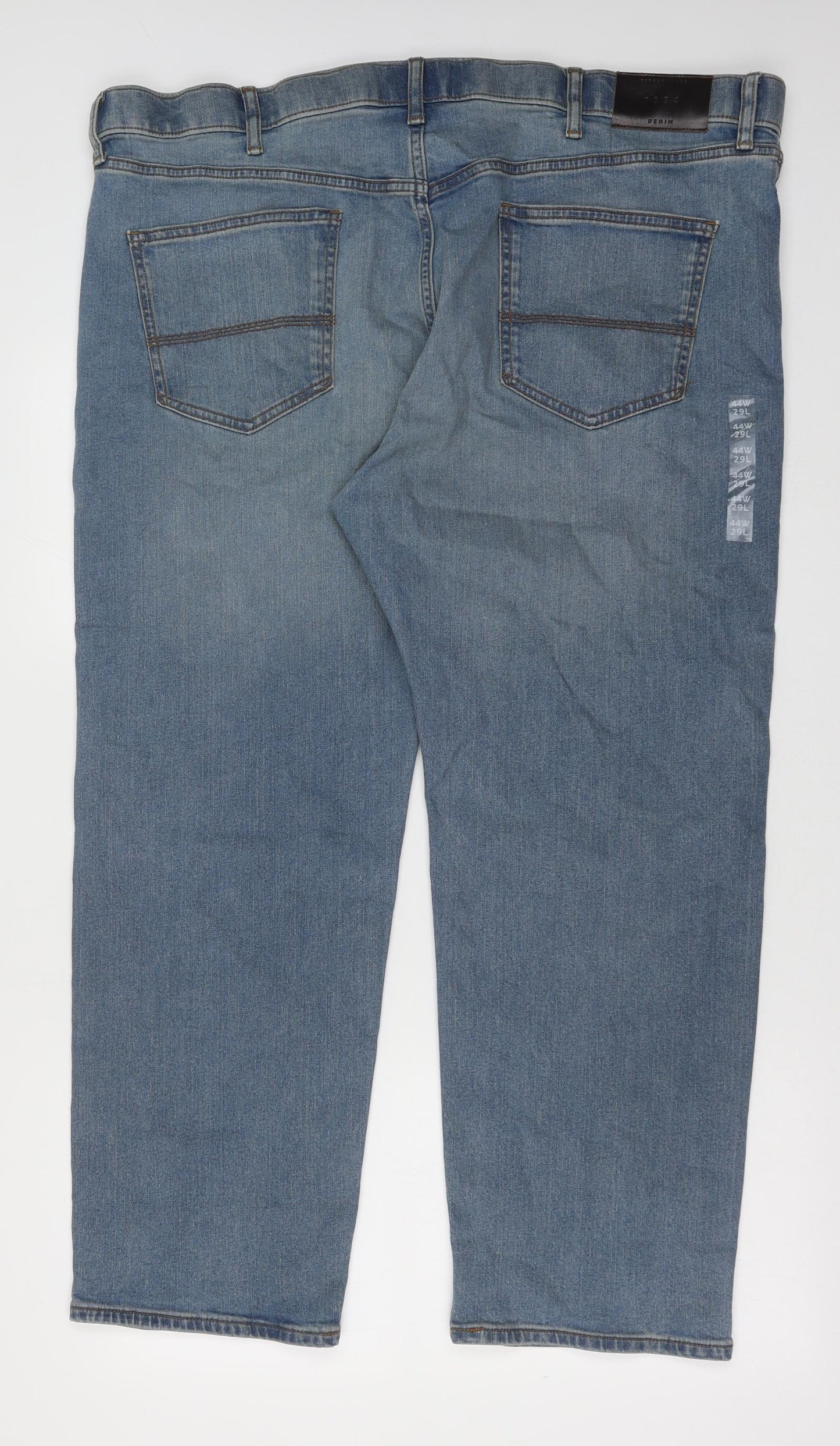 Marks and Spencer Womens Blue Cotton Straight Jeans Size 44 in L29 in Regular Button