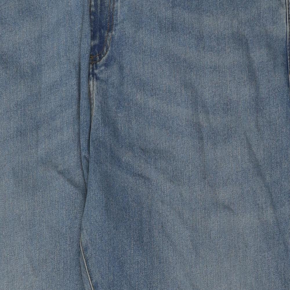 Marks and Spencer Womens Blue Cotton Straight Jeans Size 44 in L29 in Regular Button