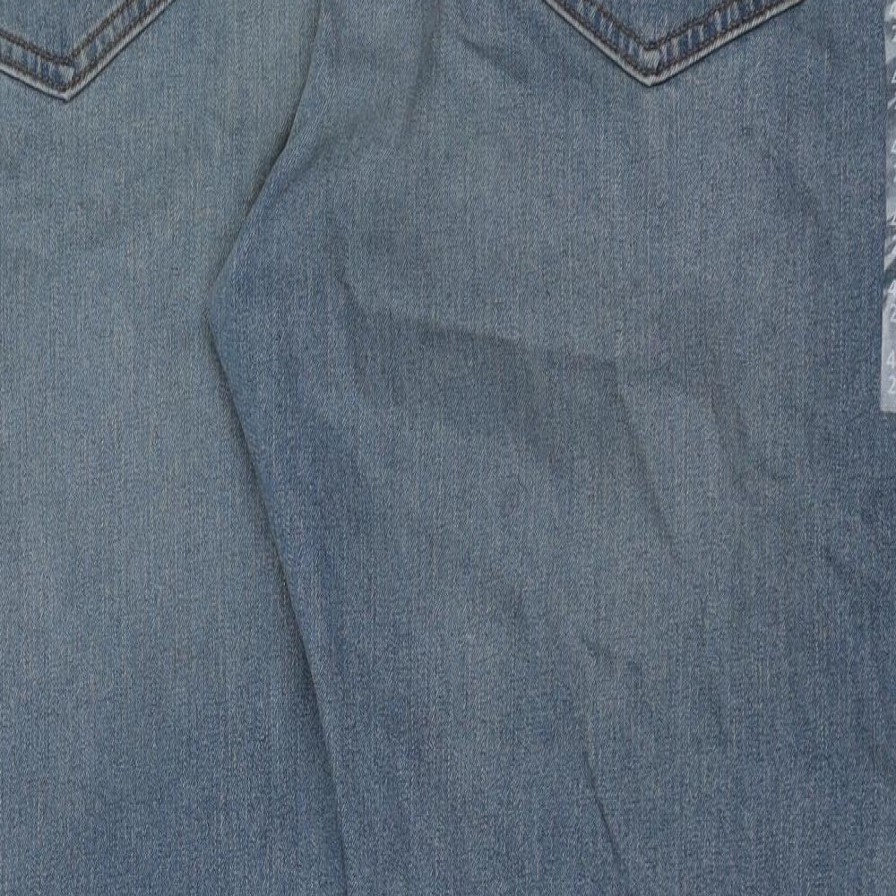 Marks and Spencer Womens Blue Cotton Straight Jeans Size 44 in L29 in Regular Button