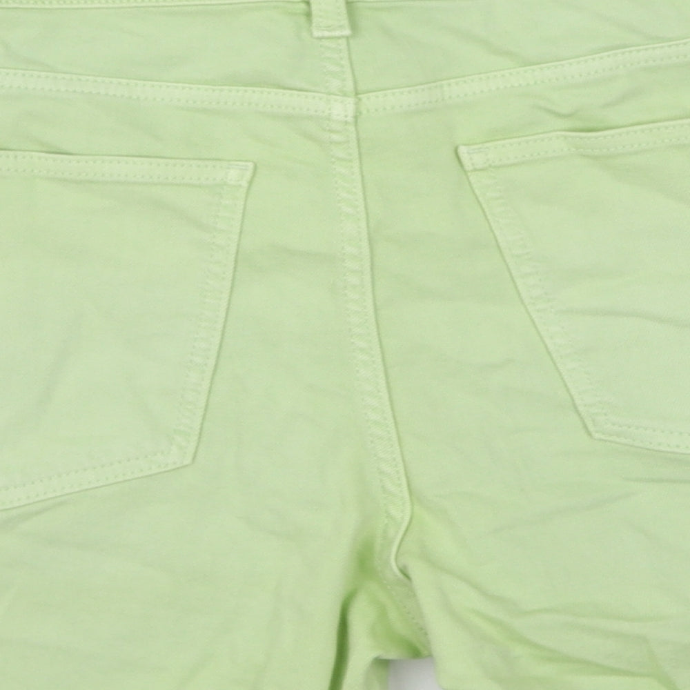 Marks and Spencer Womens Green Cotton Boyfriend Shorts Size 18 Regular Button