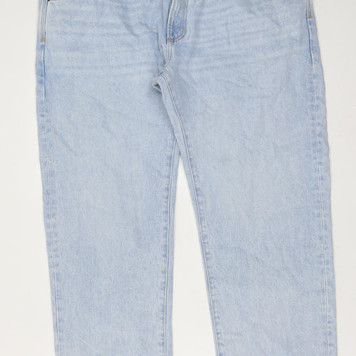Marks and Spencer Mens Blue Cotton Straight Jeans Size 42 in L29 in Regular Button - Vintage Wash