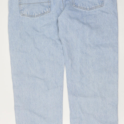 Marks and Spencer Mens Blue Cotton Straight Jeans Size 42 in L29 in Regular Button - Vintage Wash