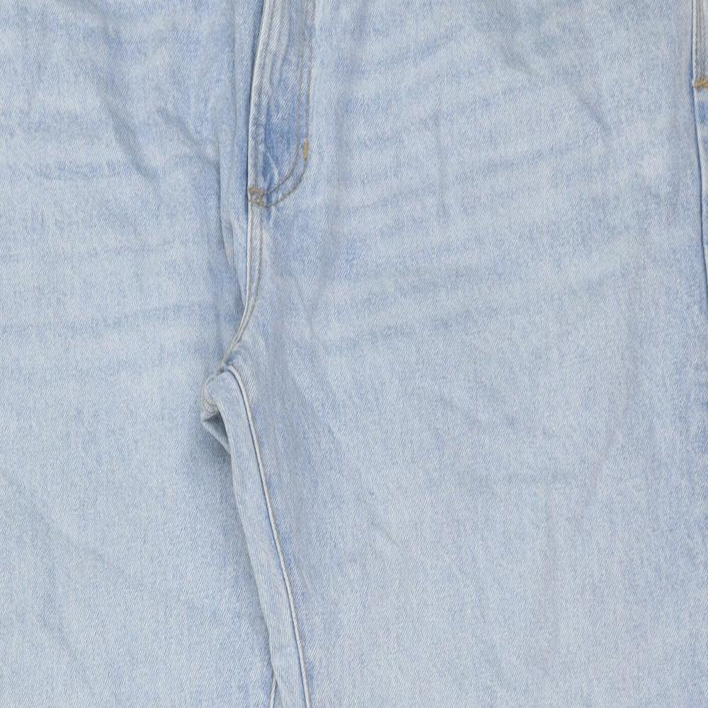 Marks and Spencer Mens Blue Cotton Straight Jeans Size 42 in L29 in Regular Button - Vintage Wash