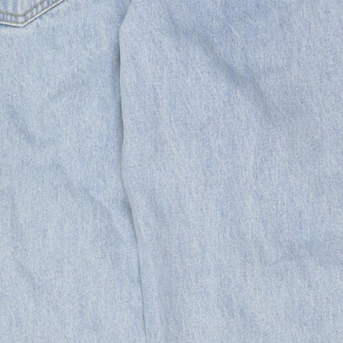 Marks and Spencer Mens Blue Cotton Straight Jeans Size 42 in L29 in Regular Button - Vintage Wash