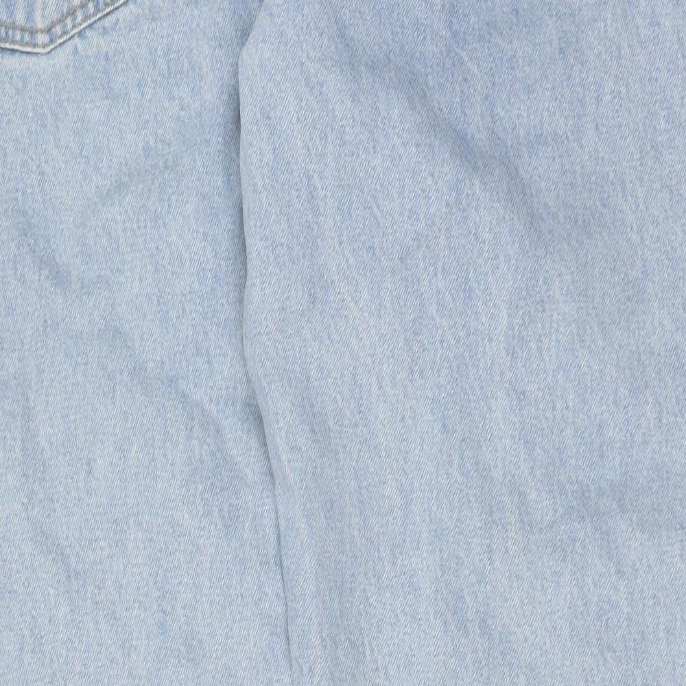 Marks and Spencer Mens Blue Cotton Straight Jeans Size 42 in L29 in Regular Button - Vintage Wash