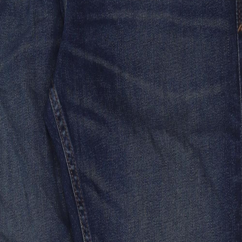 Marks and Spencer Mens Blue Cotton Straight Jeans Size 36 in L33 in Slim Button