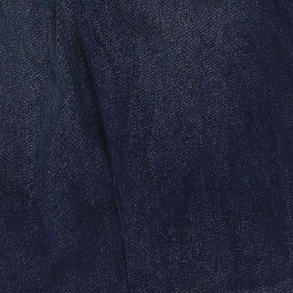Marks and Spencer Mens Blue Cotton Straight Jeans Size 36 in L33 in Slim Button
