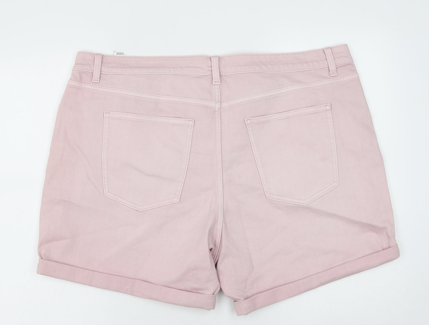 Marks and Spencer Womens Pink Cotton Boyfriend Shorts Size 22 Regular Button