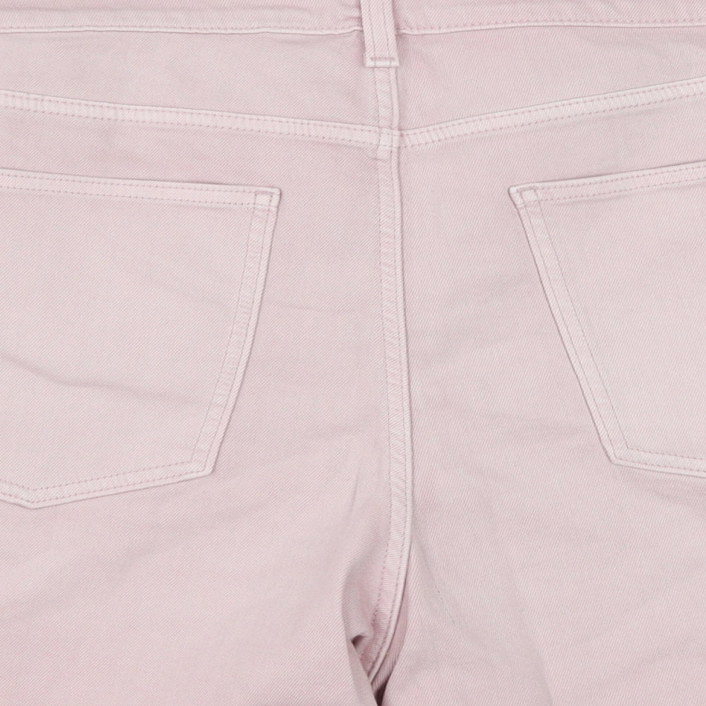 Marks and Spencer Womens Pink Cotton Boyfriend Shorts Size 22 Regular Button