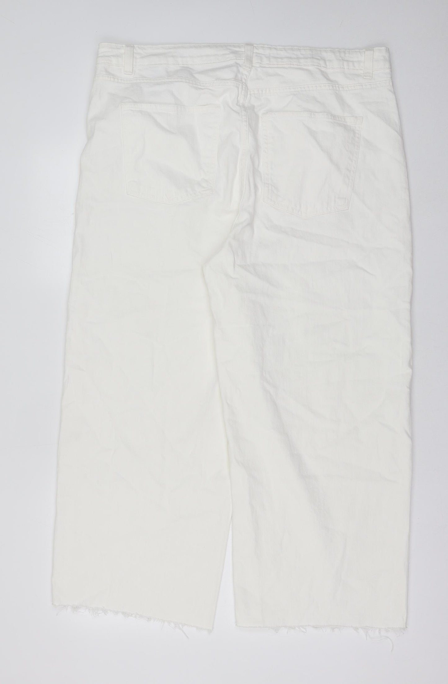 Marks and Spencer Womens White Cotton Straight Jeans Size 20 Regular Button