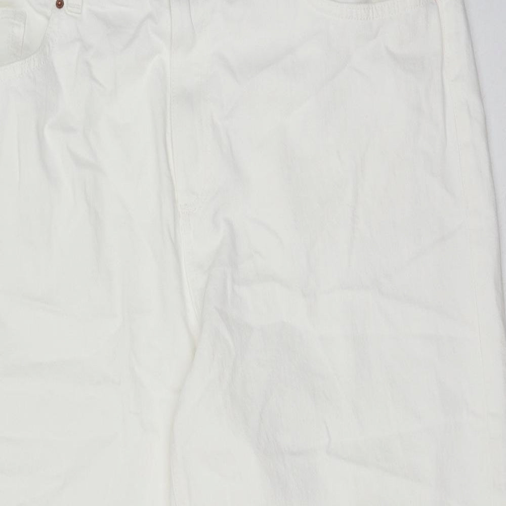 Marks and Spencer Womens White Cotton Straight Jeans Size 20 Regular Button