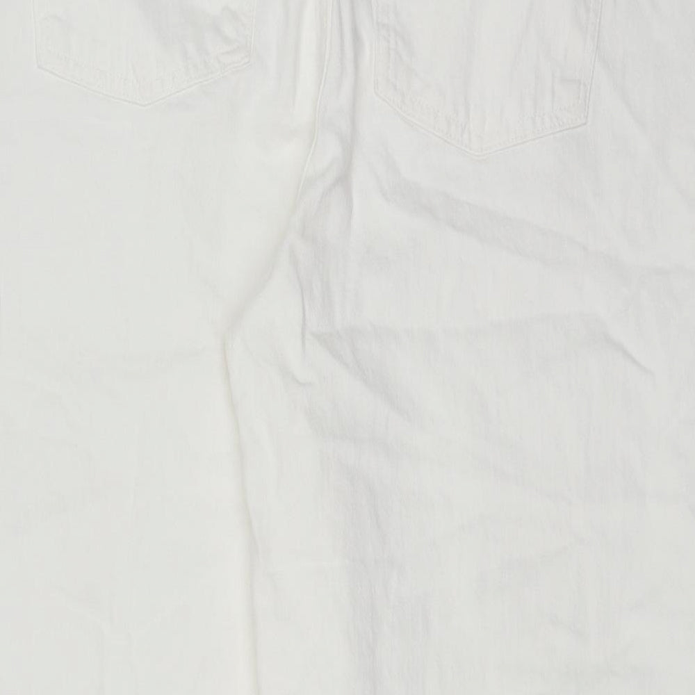 Marks and Spencer Womens White Cotton Straight Jeans Size 20 Regular Button