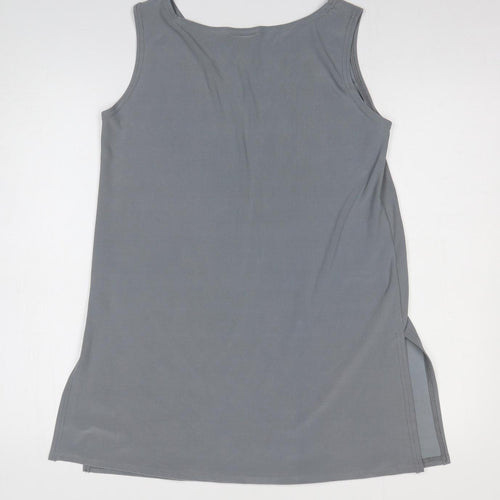 Occasions Womens Grey Polyester Basic Blouse Size 10 Round Neck