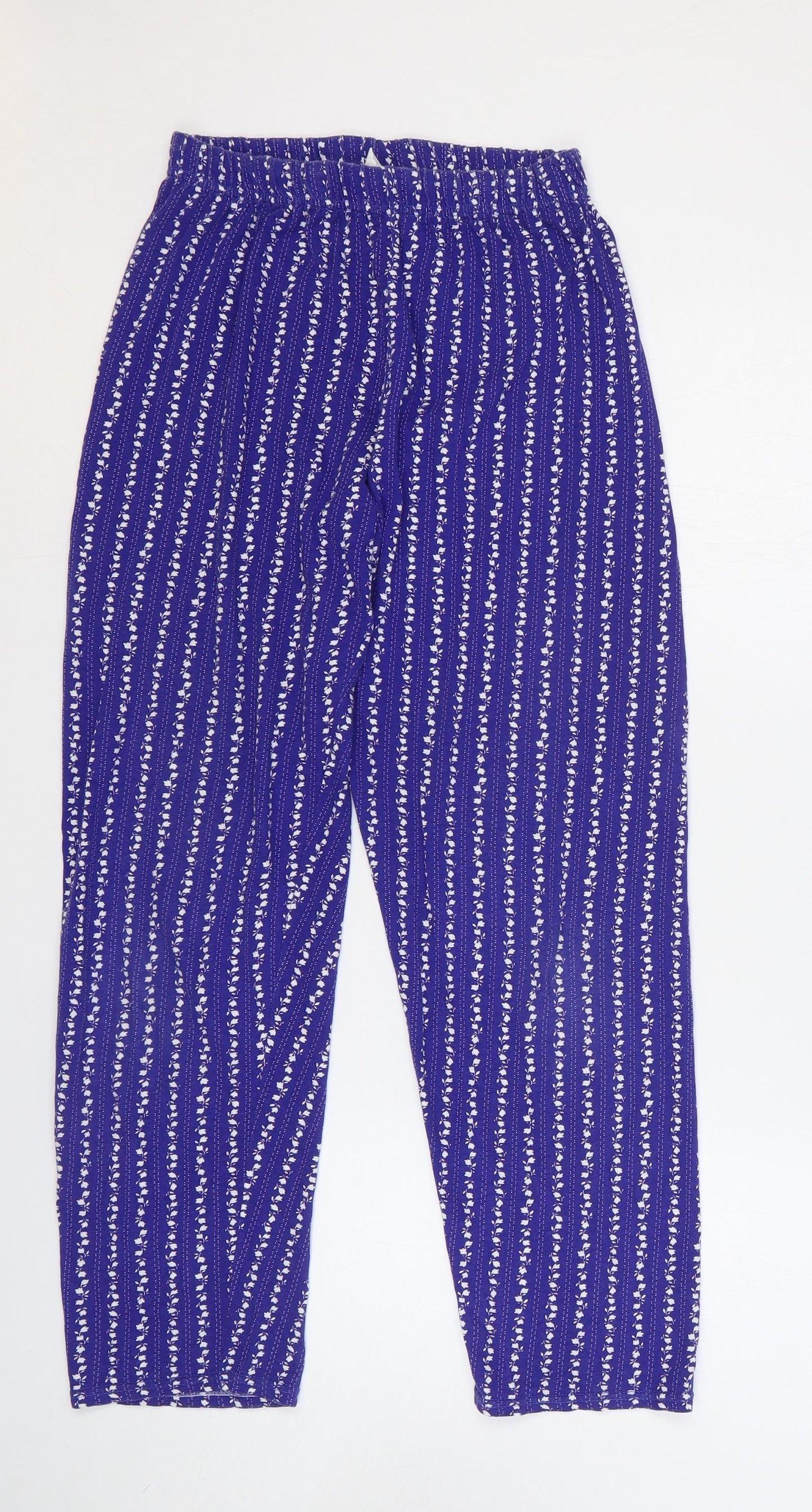 Preworn Womens Blue Geometric Cotton Harem Trousers Size 12 Regular