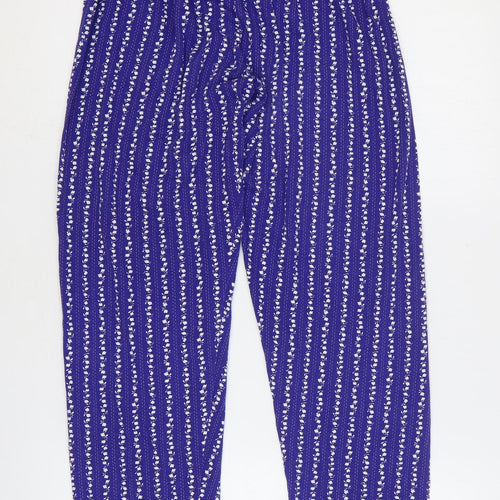 Preworn Womens Blue Geometric Cotton Harem Trousers Size 12 Regular