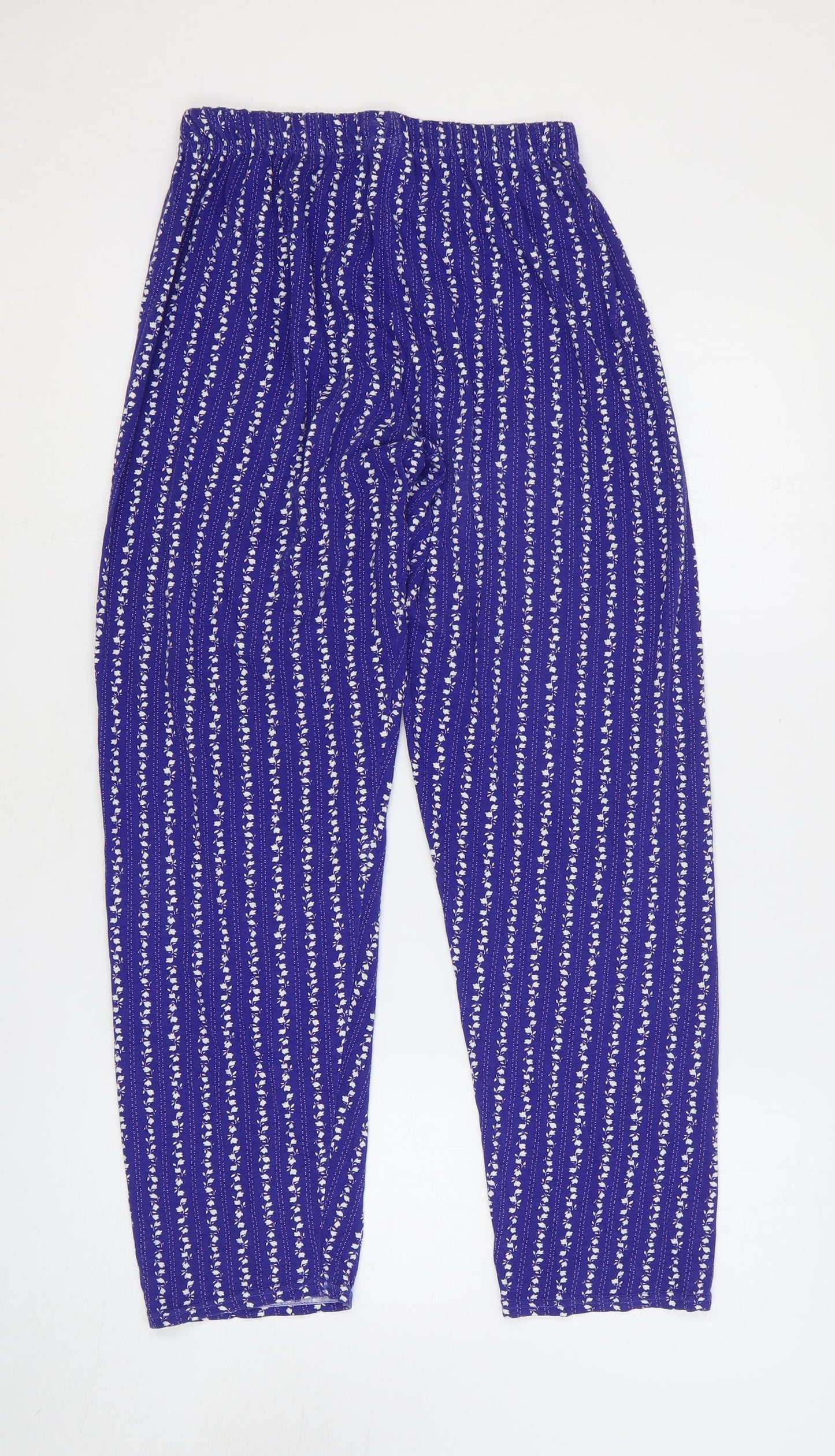 Preworn Womens Blue Geometric Cotton Harem Trousers Size 12 Regular
