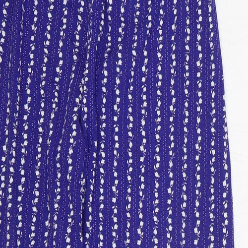 Preworn Womens Blue Geometric Cotton Harem Trousers Size 12 Regular