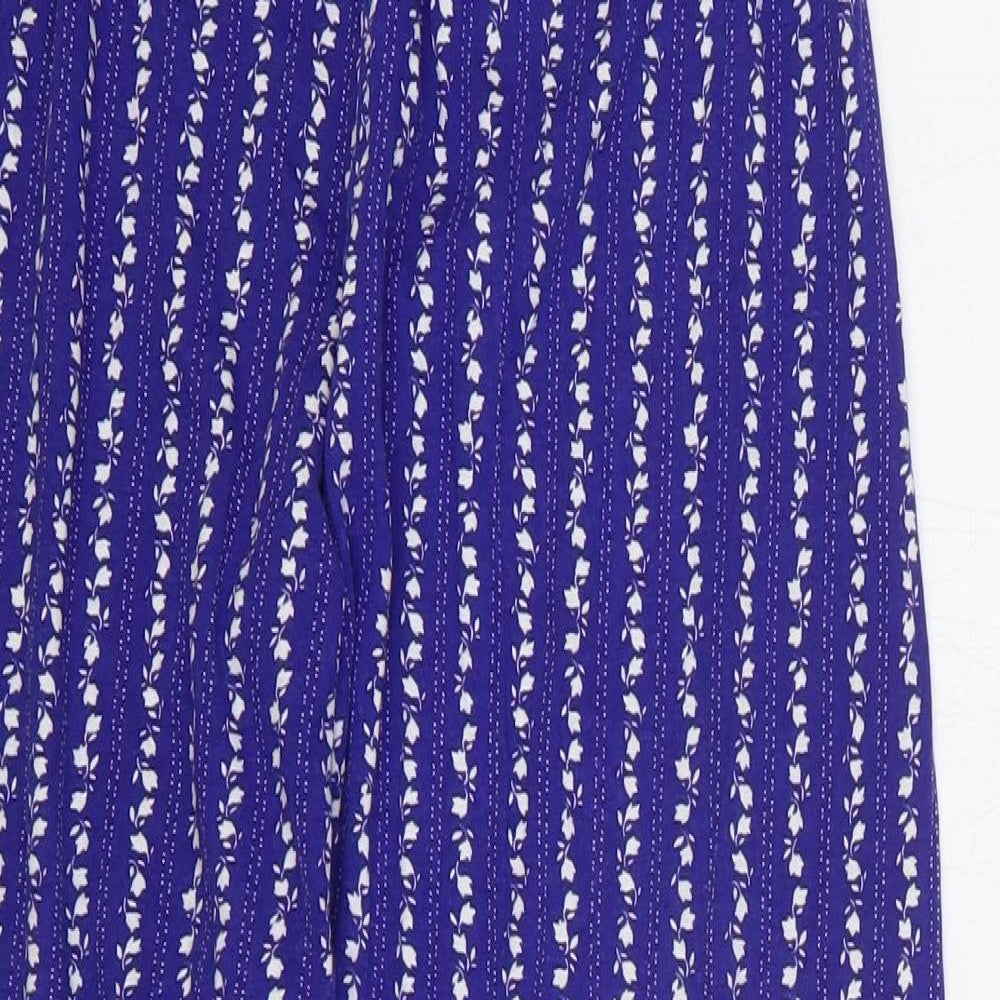 Preworn Womens Blue Geometric Cotton Harem Trousers Size 12 Regular
