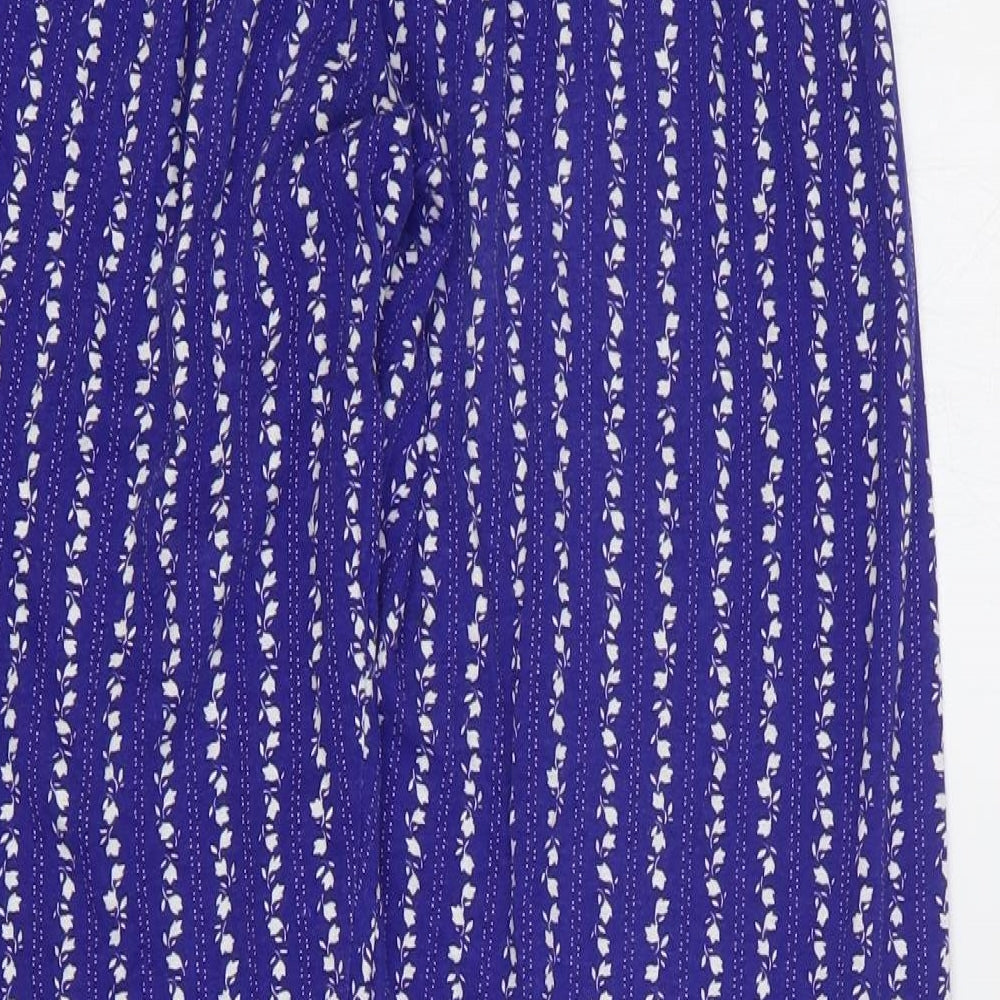 Preworn Womens Blue Geometric Cotton Harem Trousers Size 12 Regular