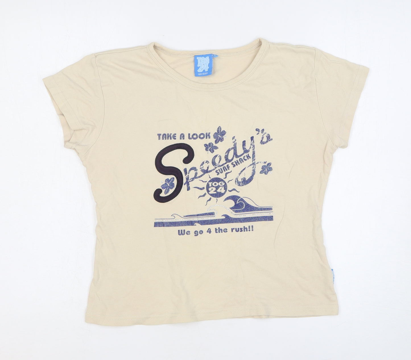 TOG24 Womens Beige 100% Cotton Basic T-Shirt Size L Round Neck - Speedy Surf Shack