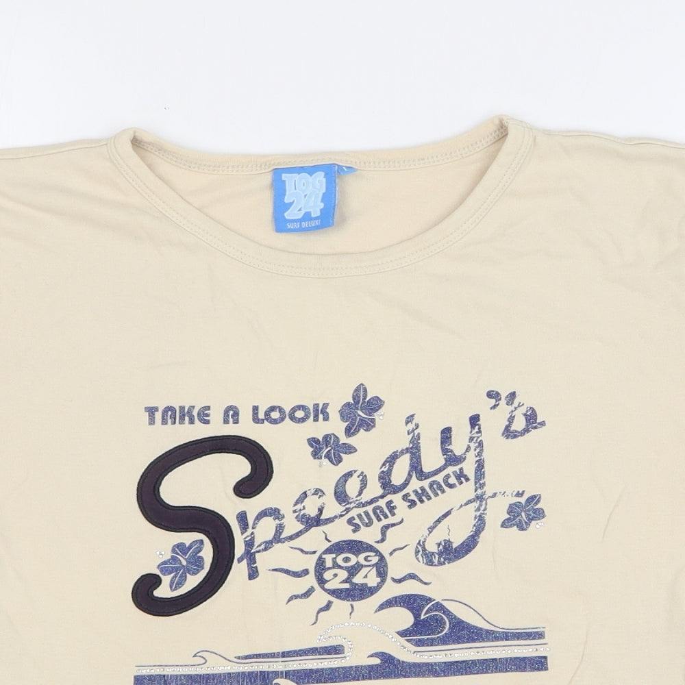TOG24 Womens Beige 100% Cotton Basic T-Shirt Size L Round Neck - Speedy Surf Shack