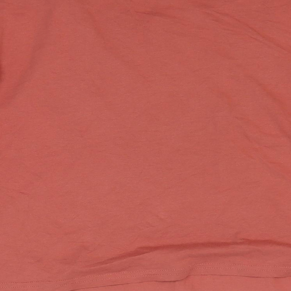 New Look Womens Red Geometric Polyester Basic T-Shirt Size 12 Round Neck