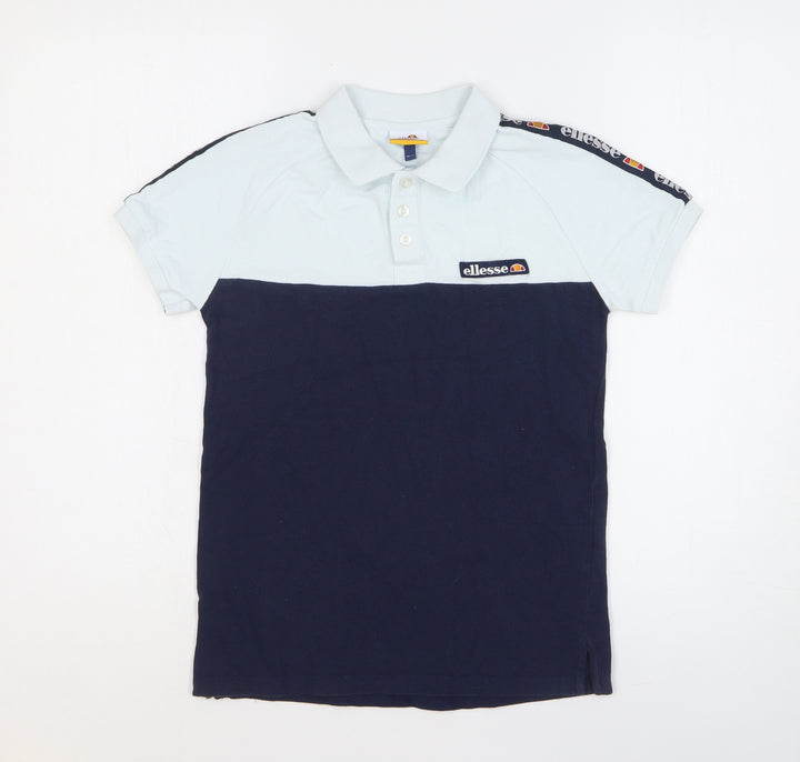 ellesse Boys Blue Cotton Basic Polo Size 10-11 Years Collared Button