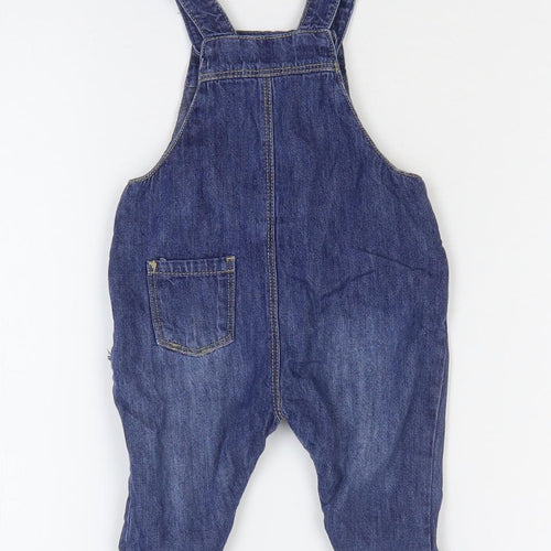 NEXT Baby Blue Cotton Dungaree One-Piece Size 0-3 Months Button - Animal Print