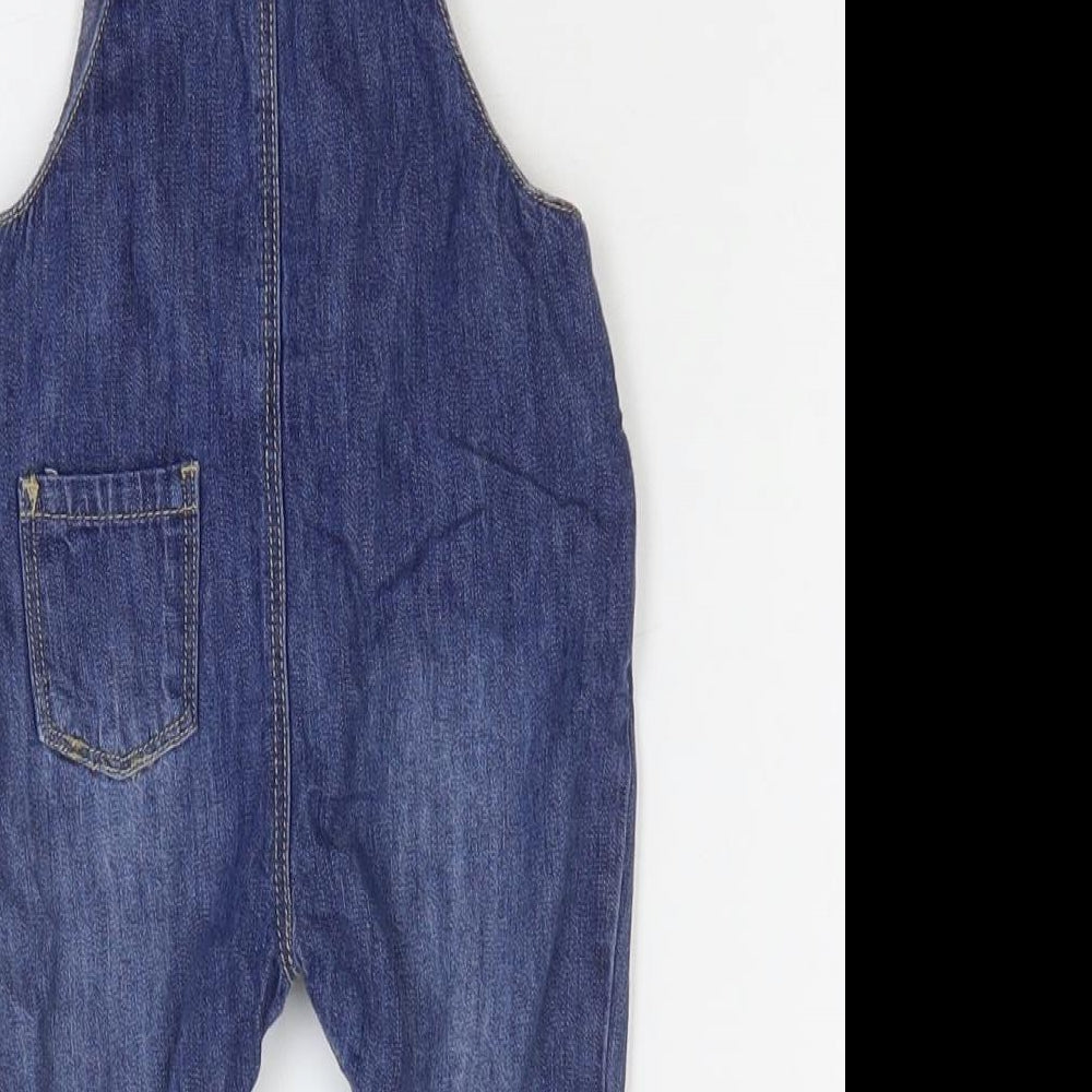 NEXT Baby Blue Cotton Dungaree One-Piece Size 0-3 Months Button - Animal Print