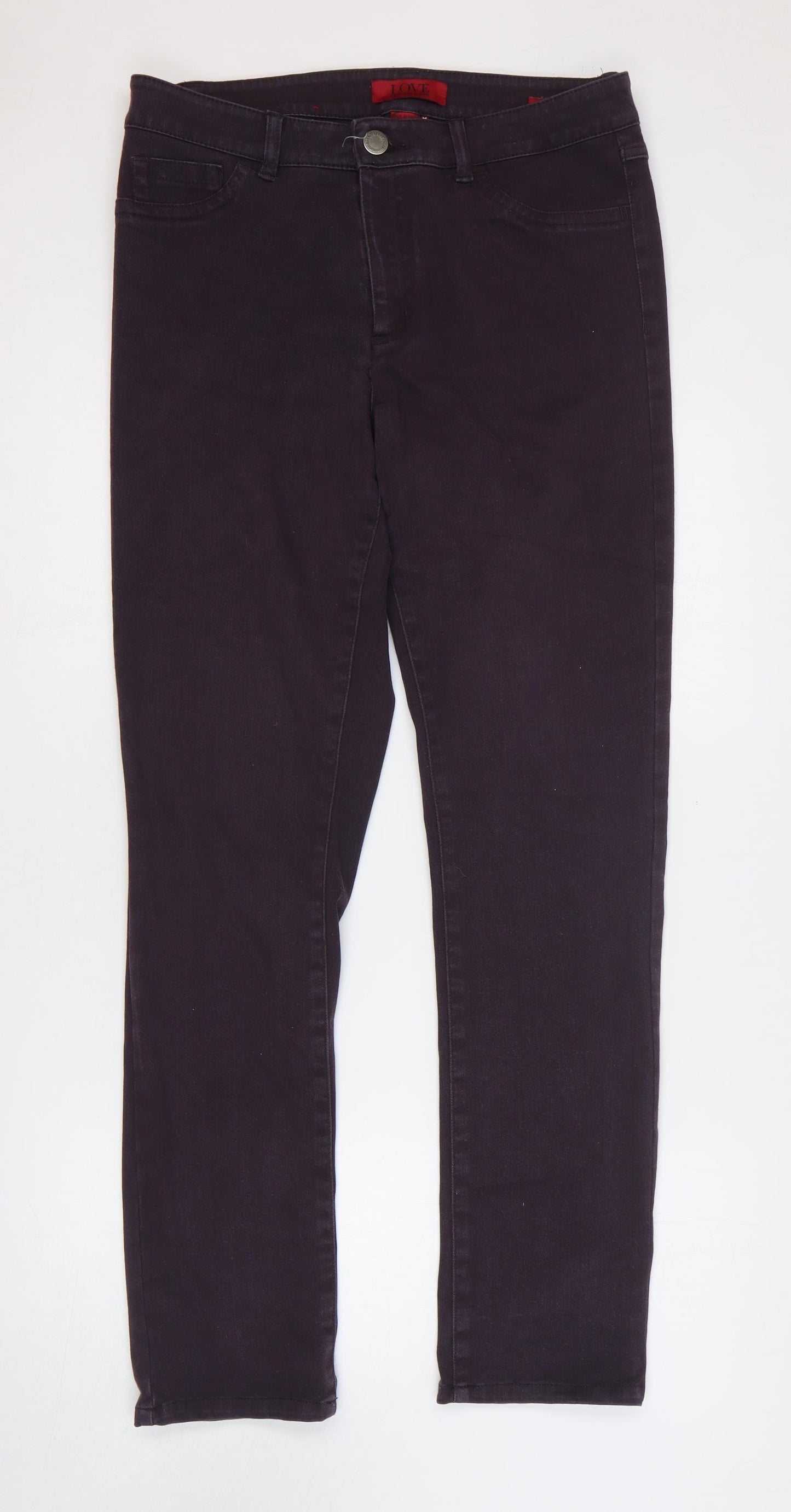 Love Womens Purple Cotton Straight Jeans Size 16 Regular Zip