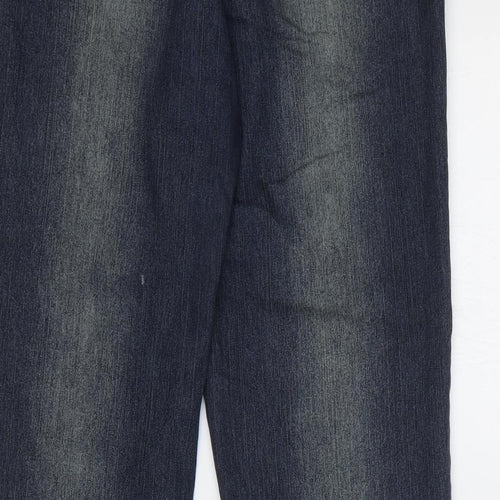 Hamnett Womens Blue Cotton Bootcut Jeans Size 14 Regular Zip