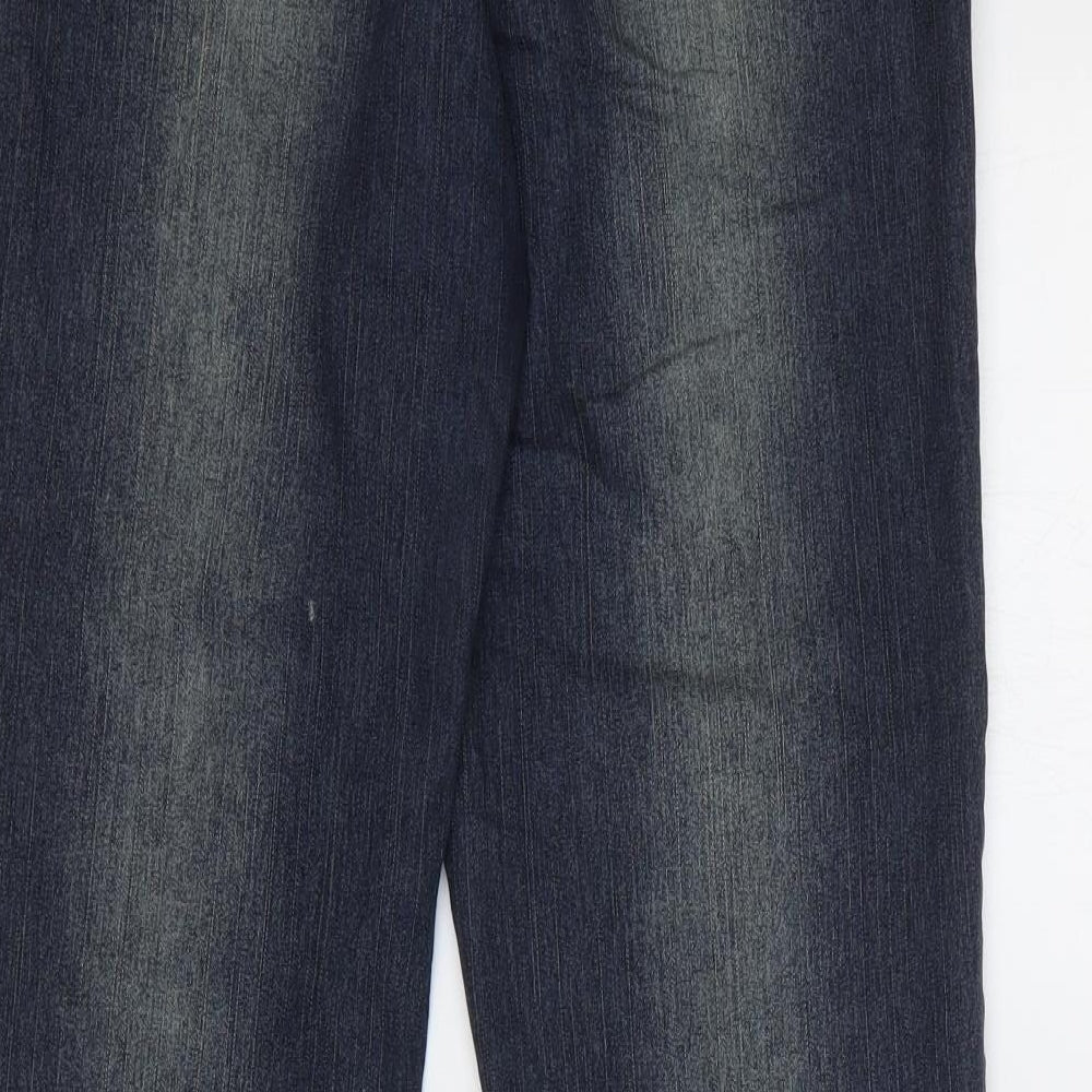 Hamnett Womens Blue Cotton Bootcut Jeans Size 14 Regular Zip