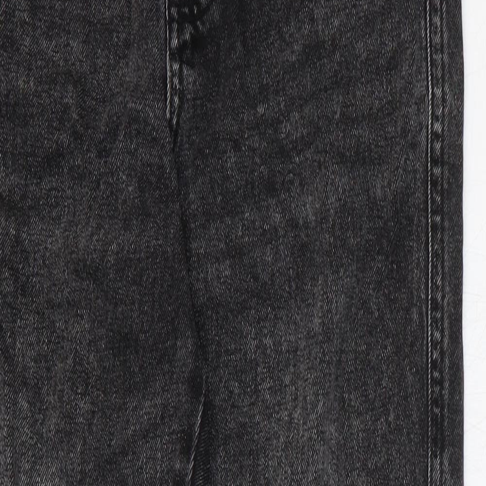 Stradivarius Womens Black Cotton Straight Jeans Size 6 Regular Zip