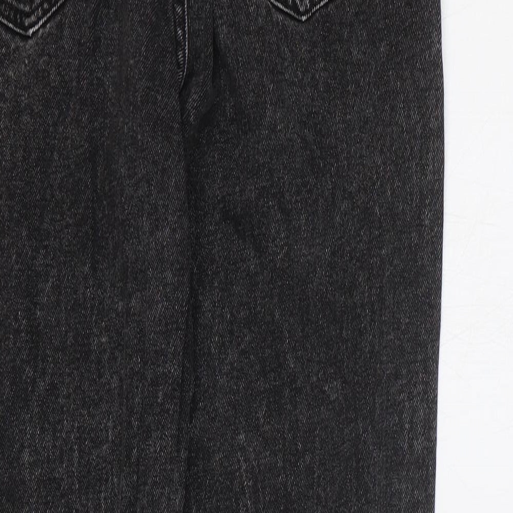 Stradivarius Womens Black Cotton Straight Jeans Size 6 Regular Zip