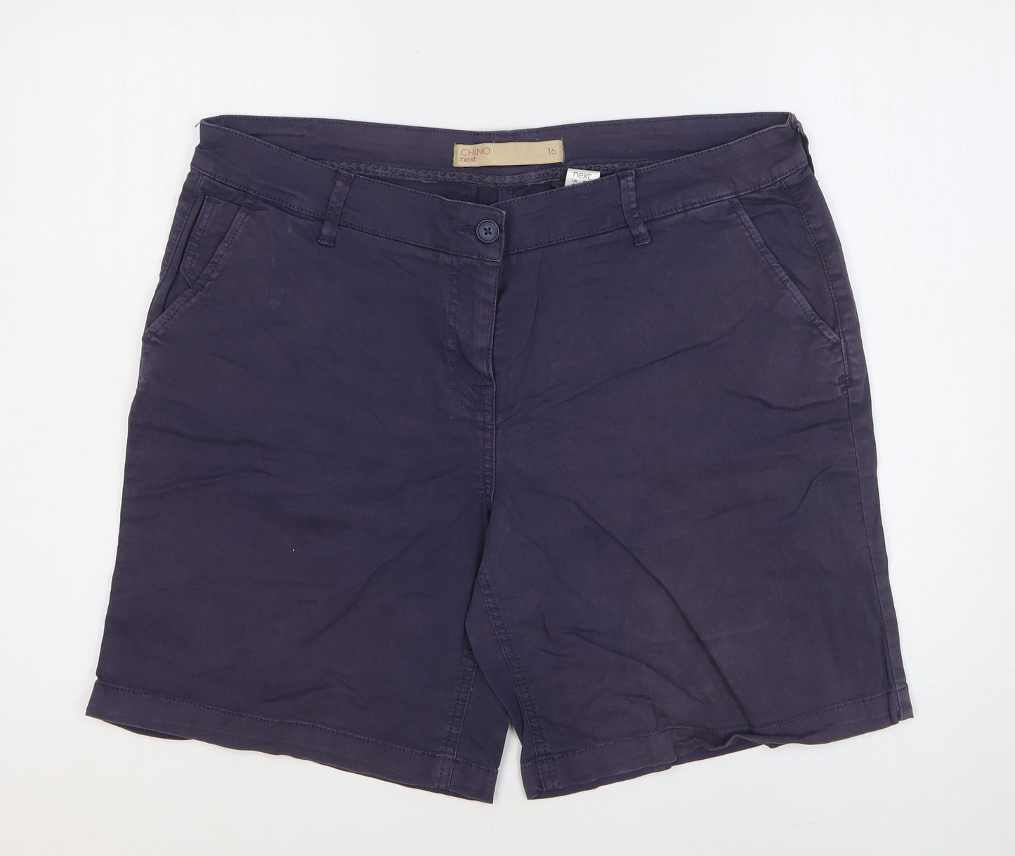 NEXT Womens Purple Cotton Bermuda Shorts Size 16 Regular Zip