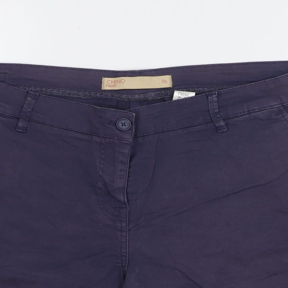 NEXT Womens Purple Cotton Bermuda Shorts Size 16 Regular Zip