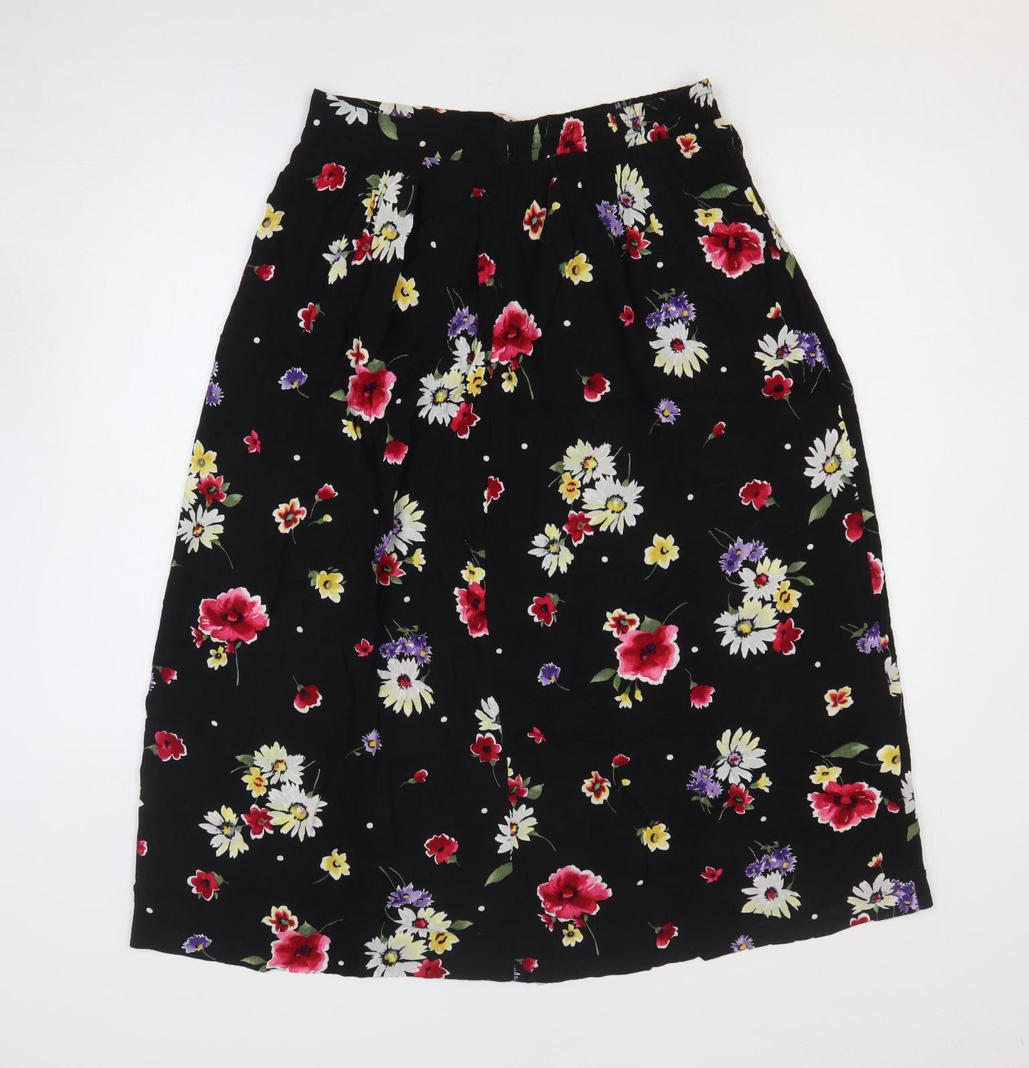 Jaclyn Smith Womens Black Geometric Viscose Flare Skirt Size 30 in