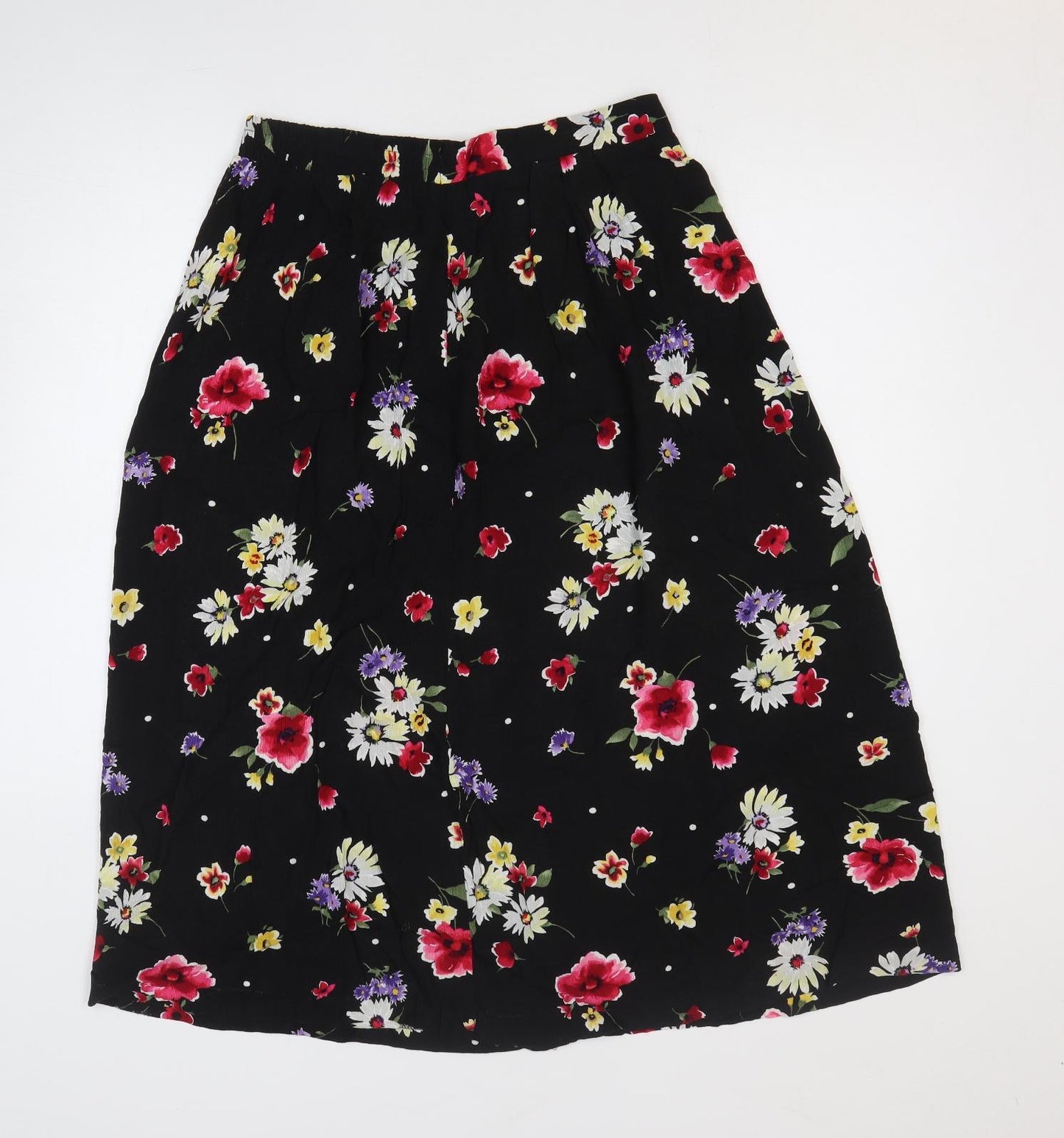 Jaclyn Smith Womens Black Geometric Viscose Flare Skirt Size 30 in