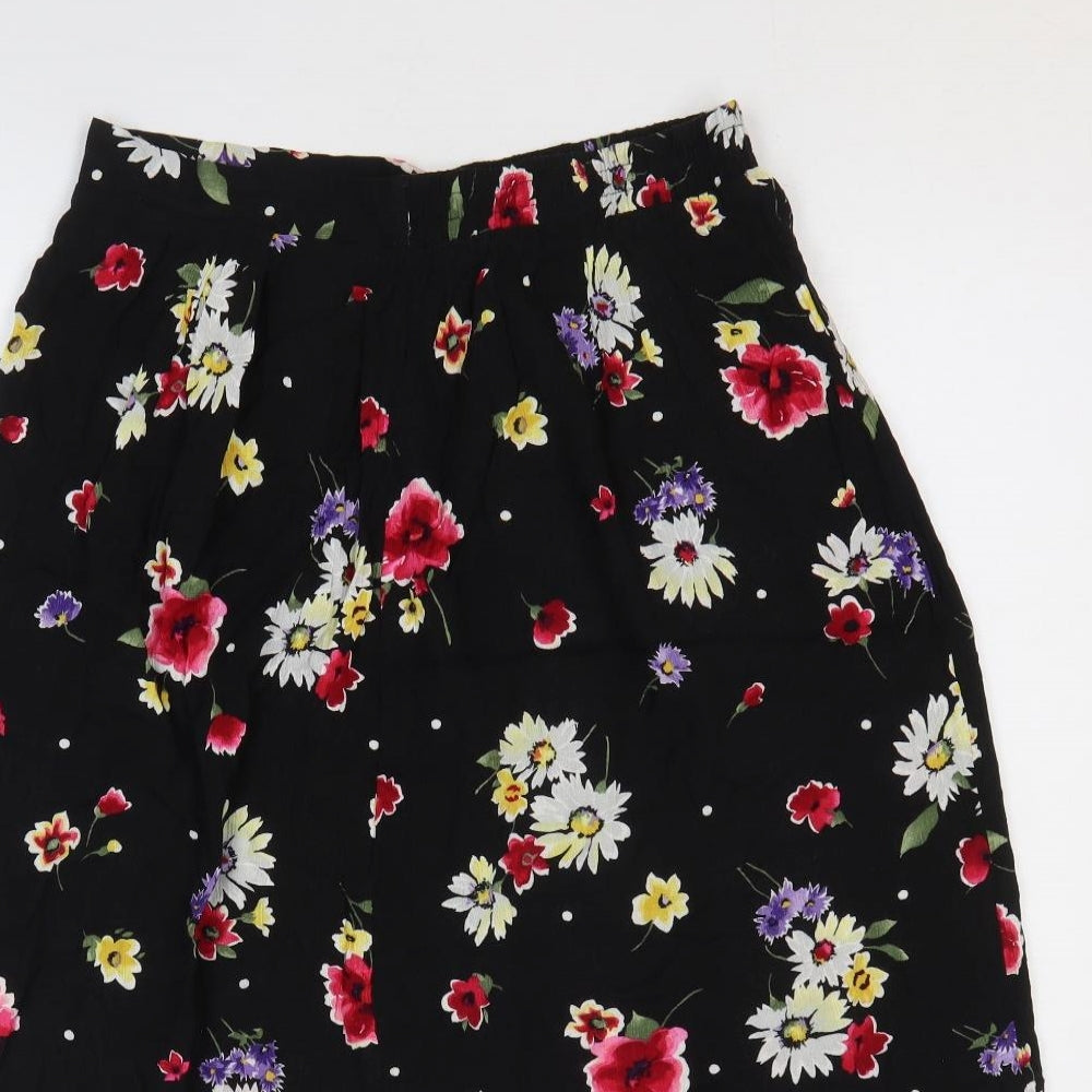 Jaclyn Smith Womens Black Geometric Viscose Flare Skirt Size 30 in