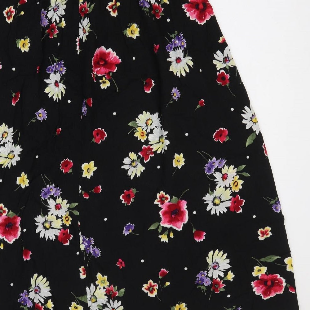Jaclyn Smith Womens Black Geometric Viscose Flare Skirt Size 30 in