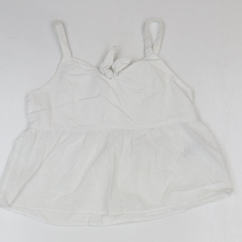 NEXT Girls White 100% Cotton Basic Tank Size 9 Years Square Neck Pullover