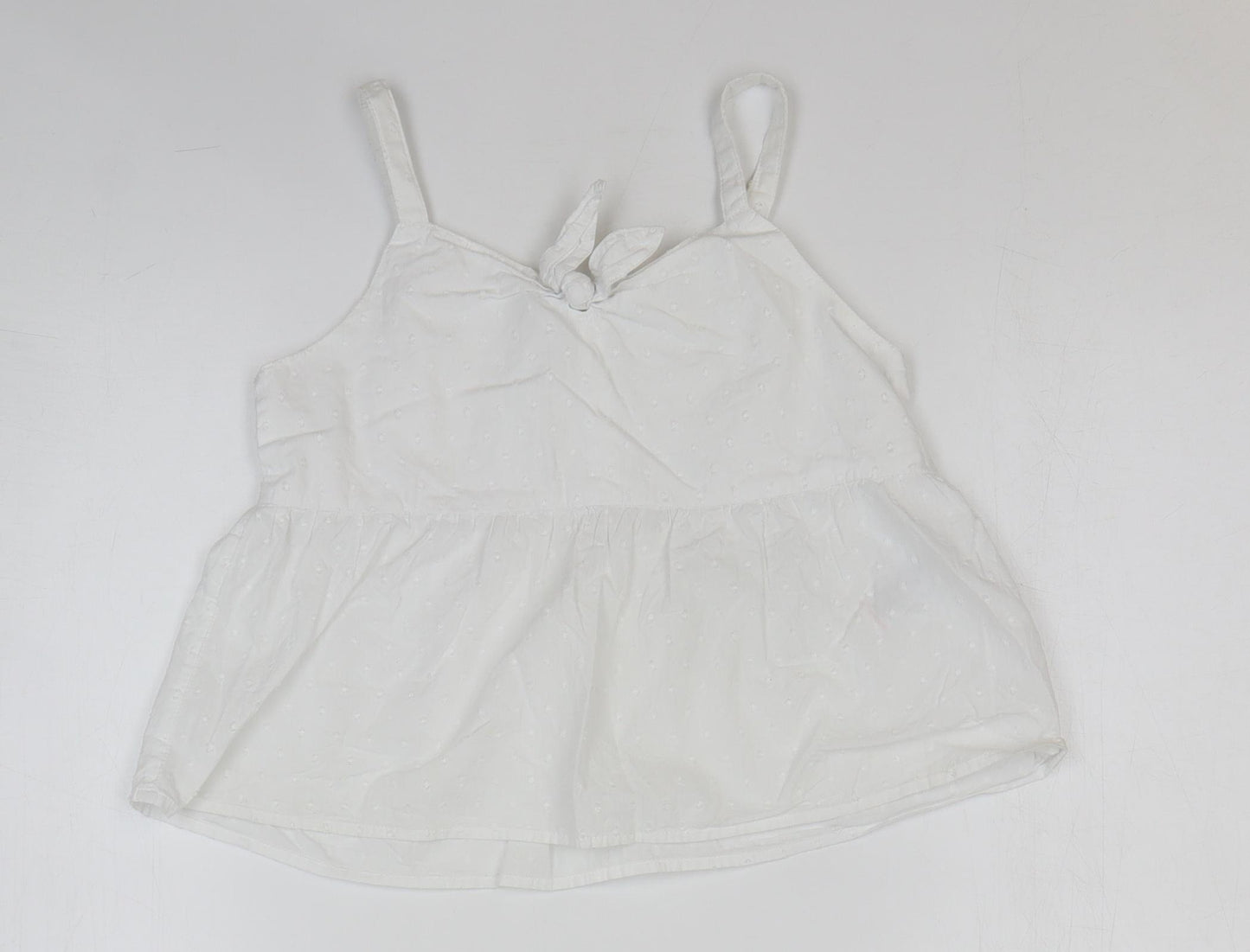 NEXT Girls White 100% Cotton Basic Tank Size 9 Years Square Neck Pullover