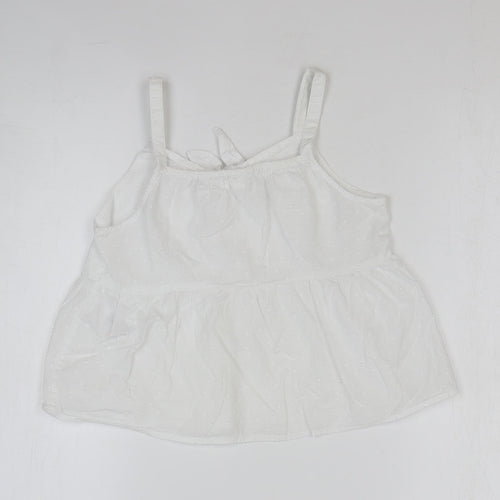 NEXT Girls White 100% Cotton Basic Tank Size 9 Years Square Neck Pullover