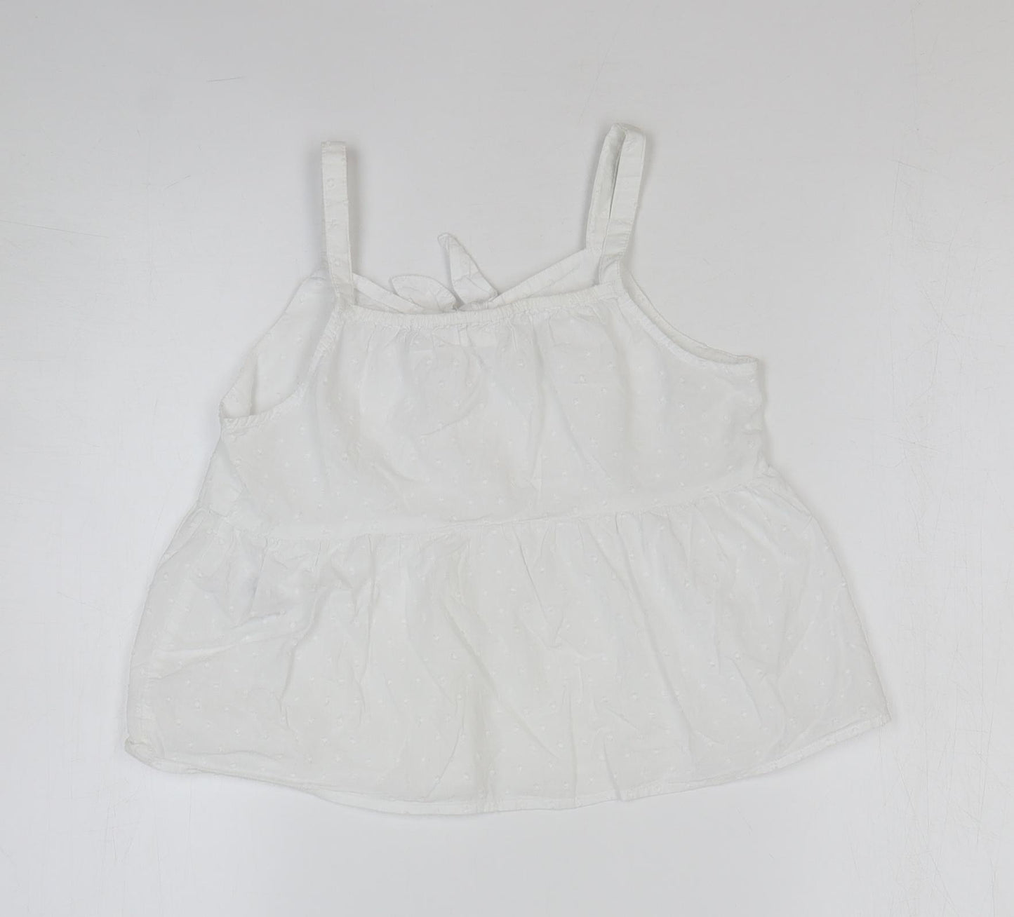 NEXT Girls White 100% Cotton Basic Tank Size 9 Years Square Neck Pullover