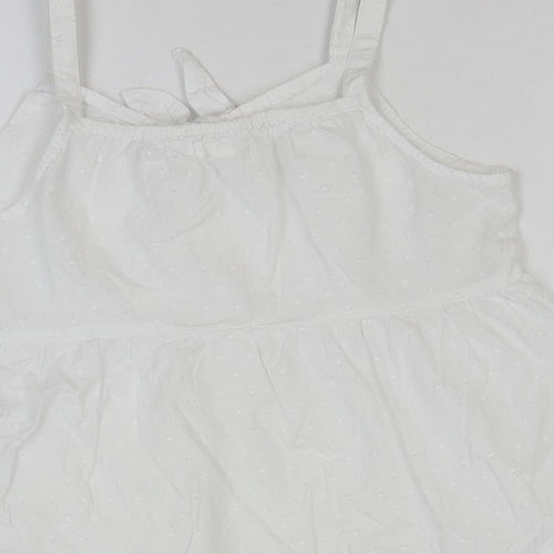 NEXT Girls White 100% Cotton Basic Tank Size 9 Years Square Neck Pullover